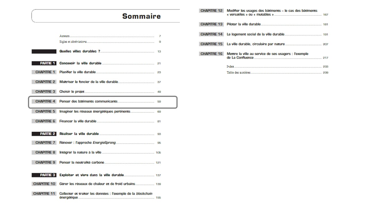 sommaire fabriquer la ville durable